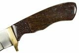 Knife With Fossil Dinosaur Bone (Gembone) Inlays #327615-2